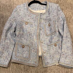 Jing tweed jacket with pearl embellished buttons